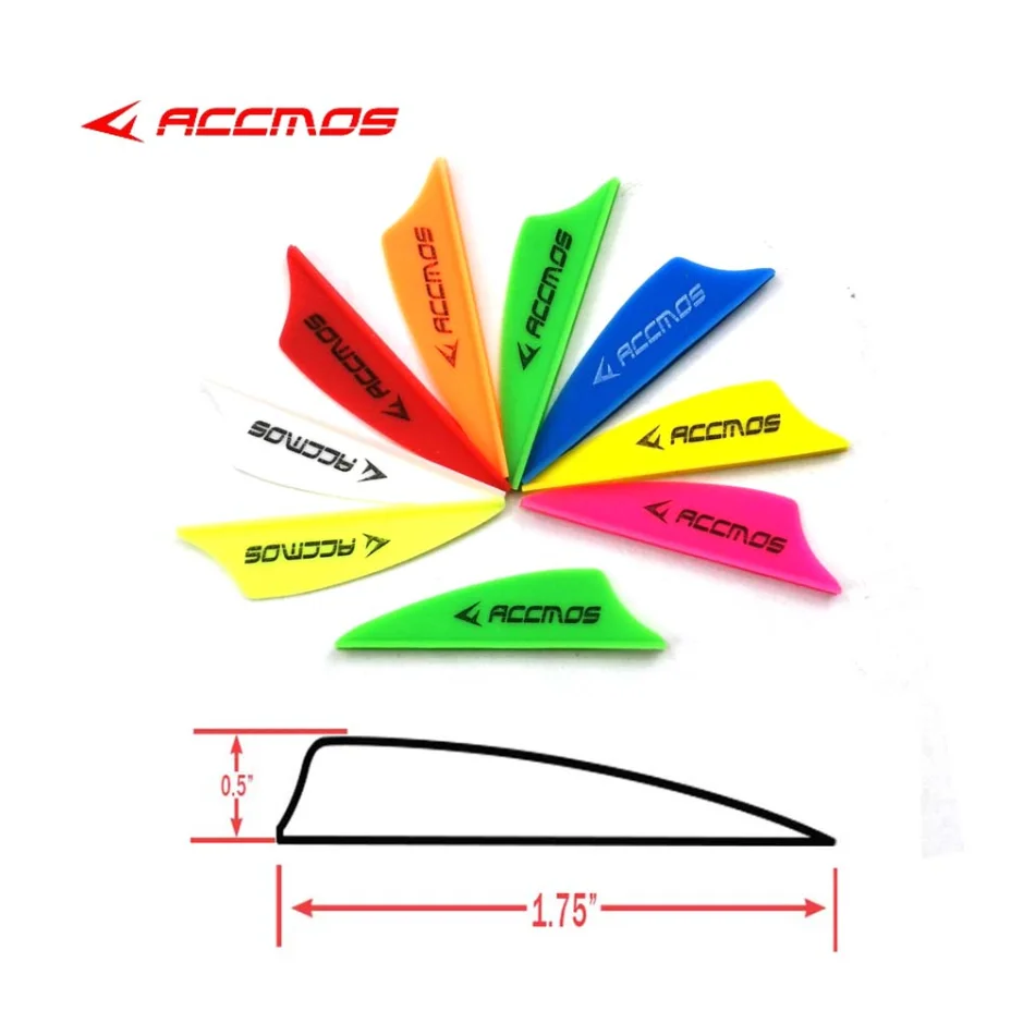 Pluma de flecha de plástico, accesorios para tiro con arco, 50 piezas, 1,75 pulgadas