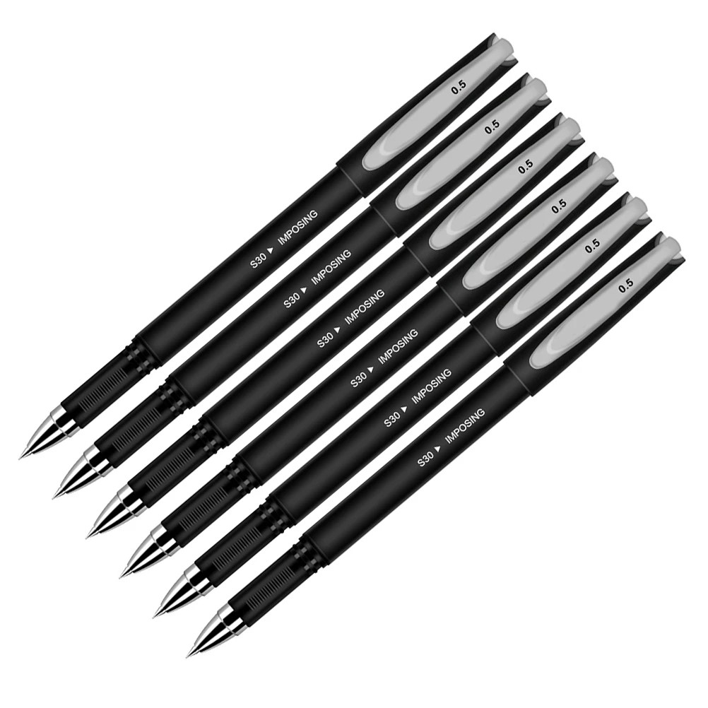 

6pcs 0.5Mm Black Carbon Pens Smooth Gel Pen No Bleeding Office Work Men Gift Birthday Sign Pen