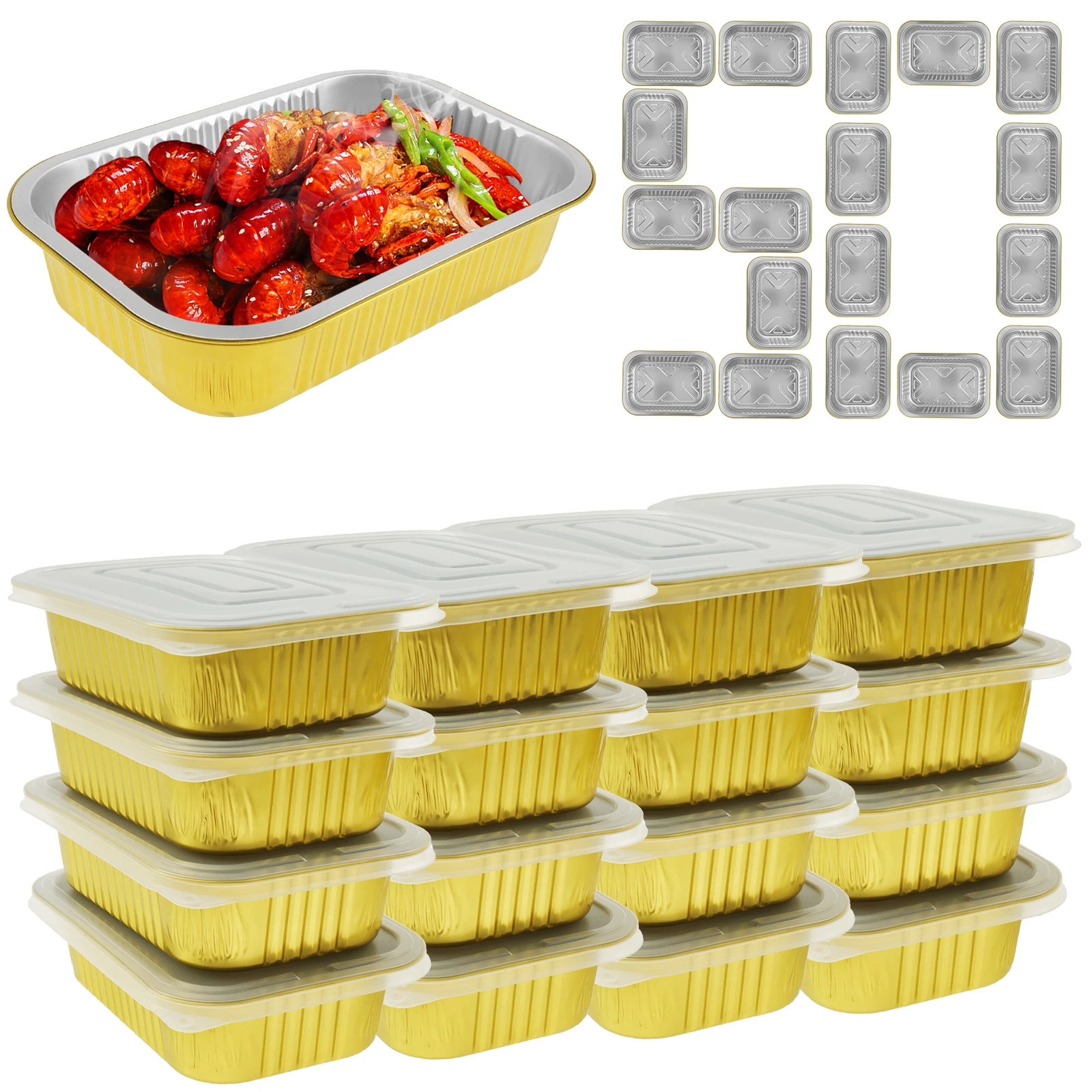 Foil Food Containers Thick Aluminum Pans Large Safe Aluminum Foil Pans Versatile Tin Foil Pans with Lids Portable Tin Tray Leak