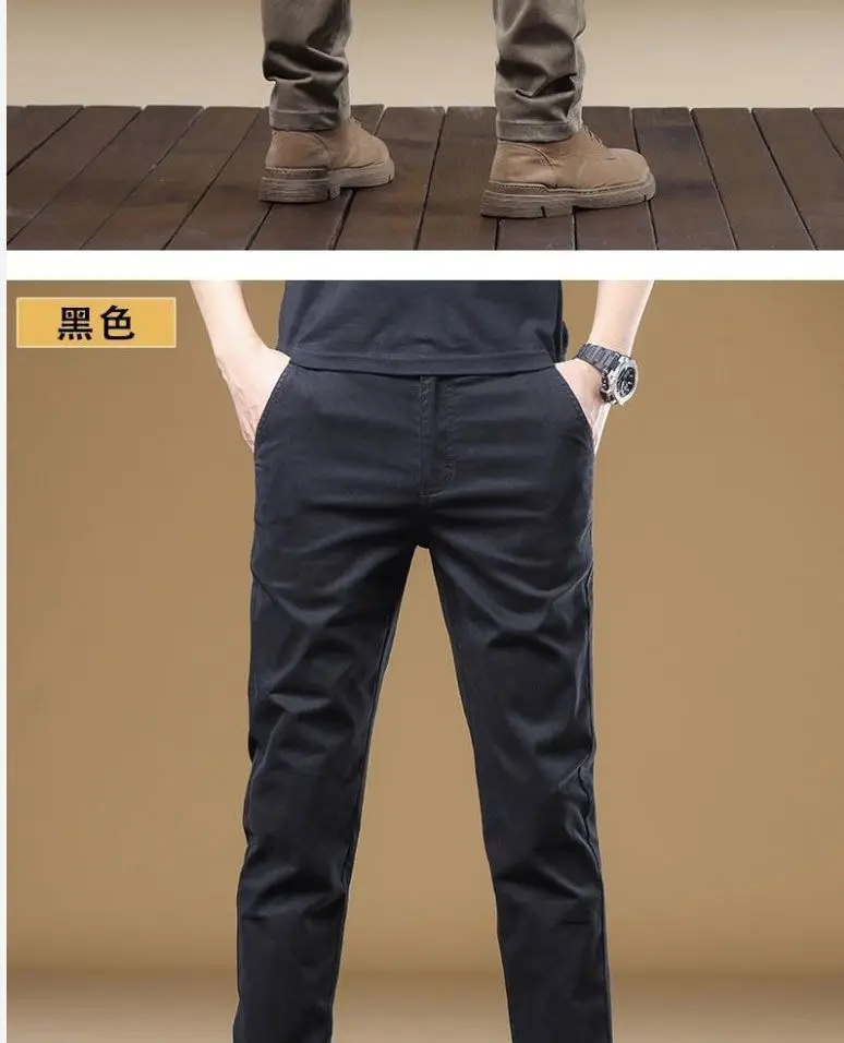 Hochwertige Dünne Baumwoll-Herrenhose Trendige Vielseitige Elastische Leichte Business-Hose Formelle Gerade Arbeitshose – Detail 16