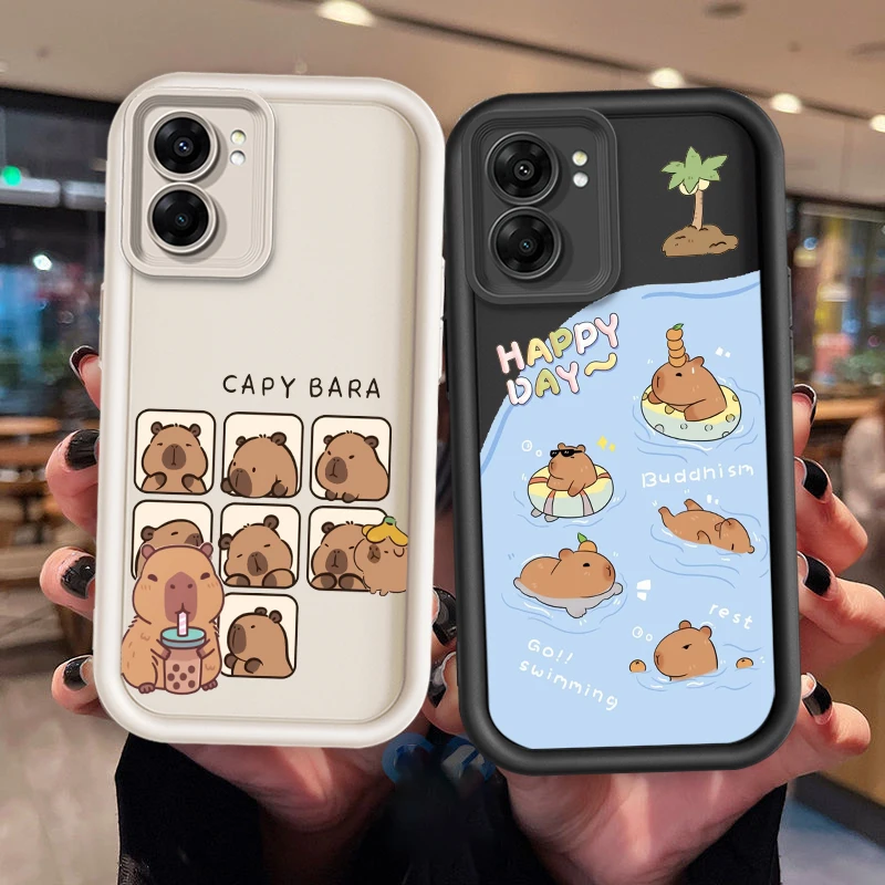 

Capybara Cartoon Cute For OPPO A98 A78 A94 A76 A74 A58 A55 4G 5G A9 A53 2020 A36 Eye Ladder Cover Capa Fundas Phone Case