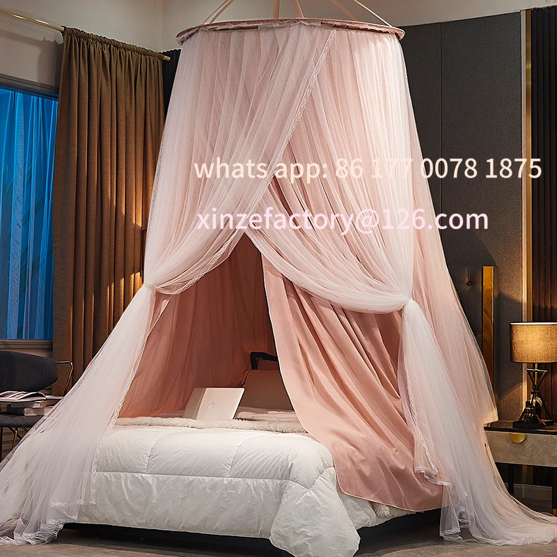 

Customizable Hanging Dome Mosquito Net Bed Canopy Romantic Shading Double Layer Bed Valance Anti-mosquito Home Textiles Bedcover