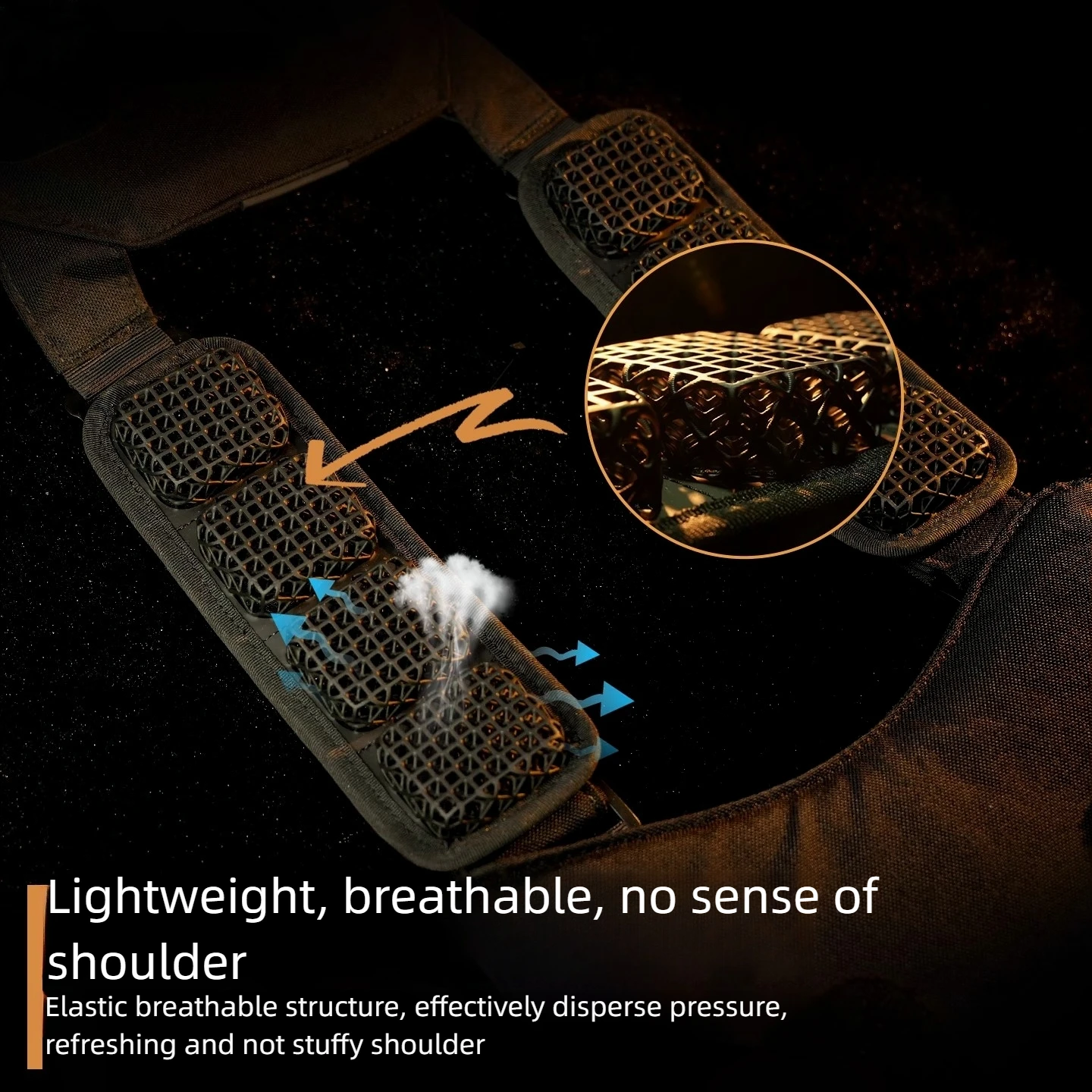 Tect JPC Tactical Vest Shoulder Pad High-Elastic Breathable 3D Stereo Shock-Absorbing Backpack Pad Cushion for Pressure Relief