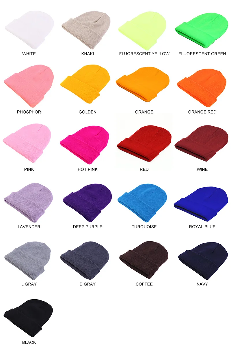 Fashion Solid Color Knit Beanie Hat Warm Soft Cuffed Cap Hair Wrap Hat Winter Casual Headwear For Unisex Chemo Cap