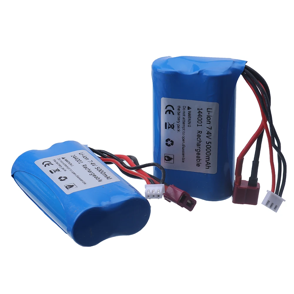 Li-ion Battery For Wltoys 144001 12428 Remote Controlled Off-road Racing Car 2S 21700 7.4V 5000mah Upgrade battery T Plug