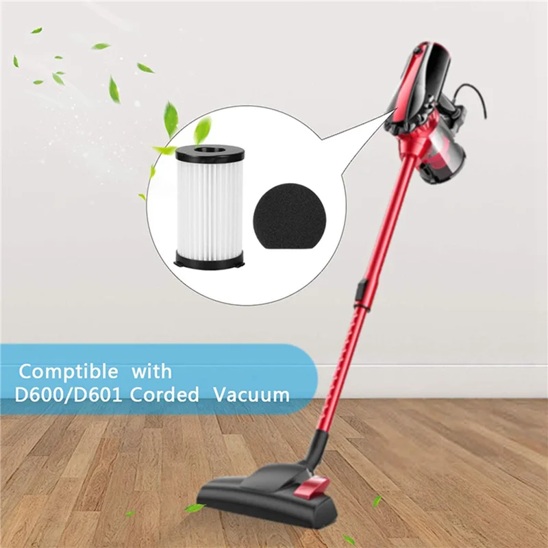 

YCOC-3X Washable Hepa Filter And Sponge Replacement Kit For Moosoo D600 D601 Corded Stick Vacuum Cleaner Spare Accessories