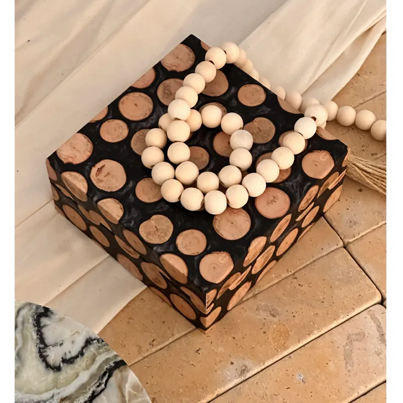 

Wabi Sabi Wooden Grain Decorative Storage Box Retro Desk Organizer for Home Entryway Table Decor Rustic Trinket KeepBox