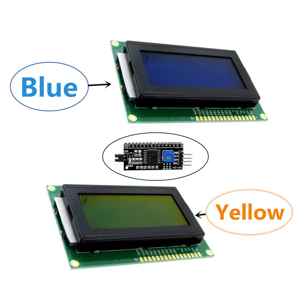 LCD 1604 16X4 16*4 Character LCD Module Display Screen LCM Yellow / Blue With LED Backlight SPLC780 HD44780 Controller IIC / I2C