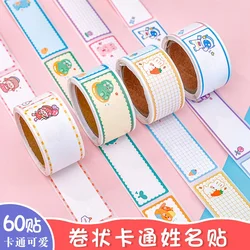 Student Cartoon Tape Name Sticker Creative Multi-functional Message Index Sticker Ins Children's Cute Handwritten Label Sticker