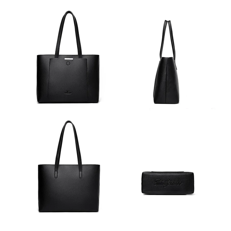 Genuine Brand Soft Pu Leather Hand Bags Big Handbags Women Shoulder Bags for Laptop Luxury Designer Tote Shopping Top Handle Bag