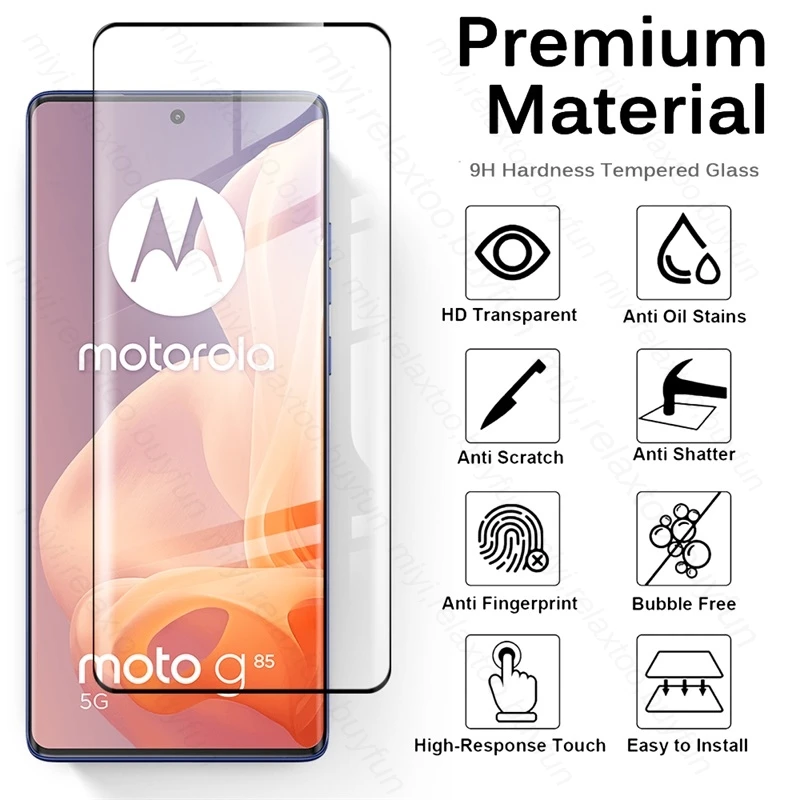 2In1 Camera Glass Full Glue Curved Tempered Glass Screen Protector For Motorola Moto G85 MotoG85 G 85 5G 85G 2024 XT2427-3 6.67