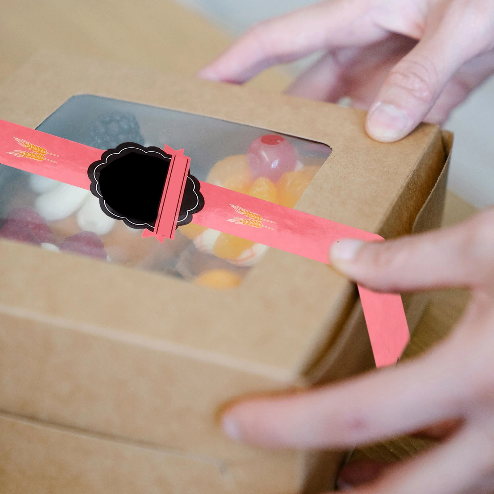 

100 Pcs Stickers Adhesive Removable Pastry Speedy Pink Packaging Bag Wrapping Labels Biscuit