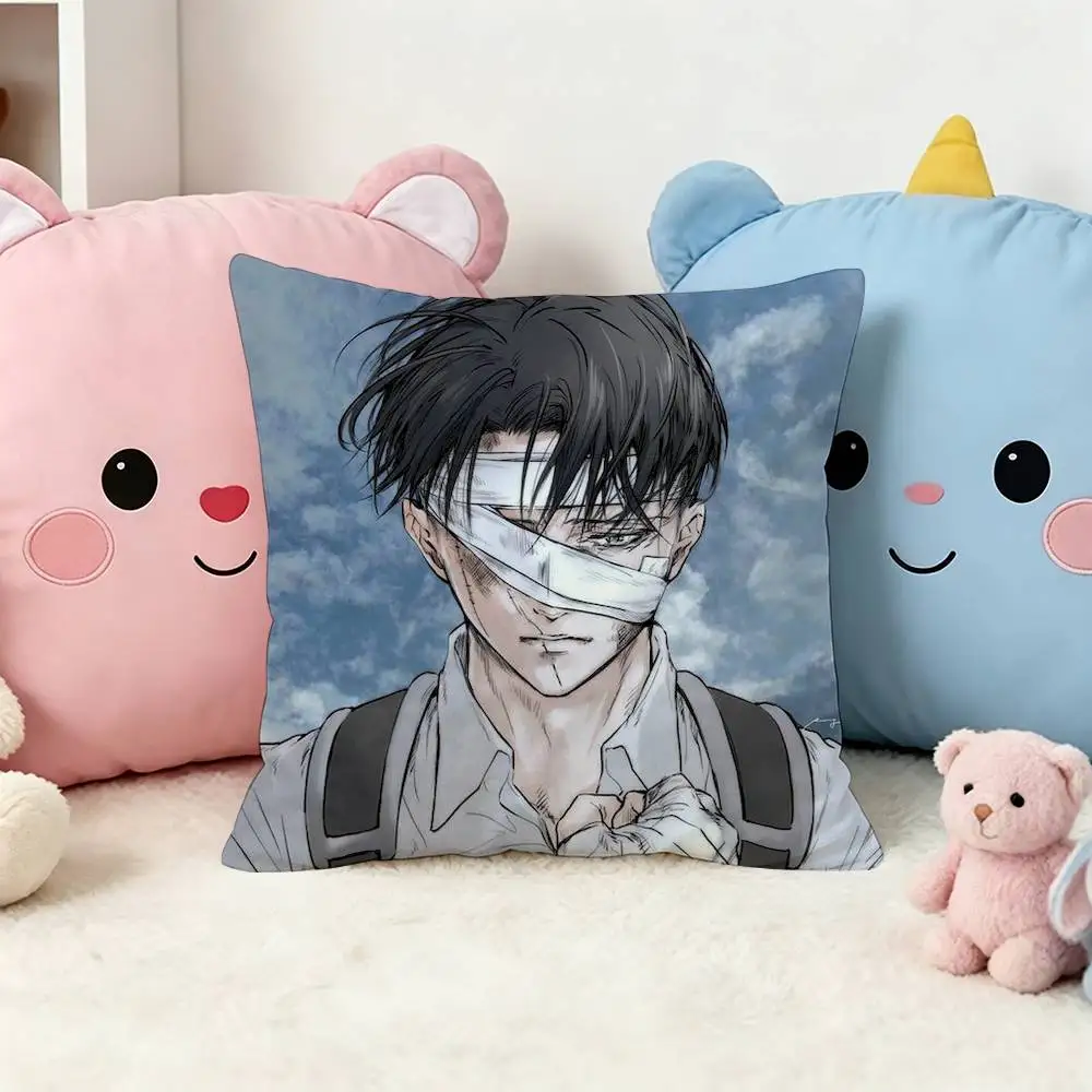 Attack on Titan Levi Ackerman Square Double-Sided Printed Pillow Case Sofa Cushion Cover Bedroom Bedside Decor