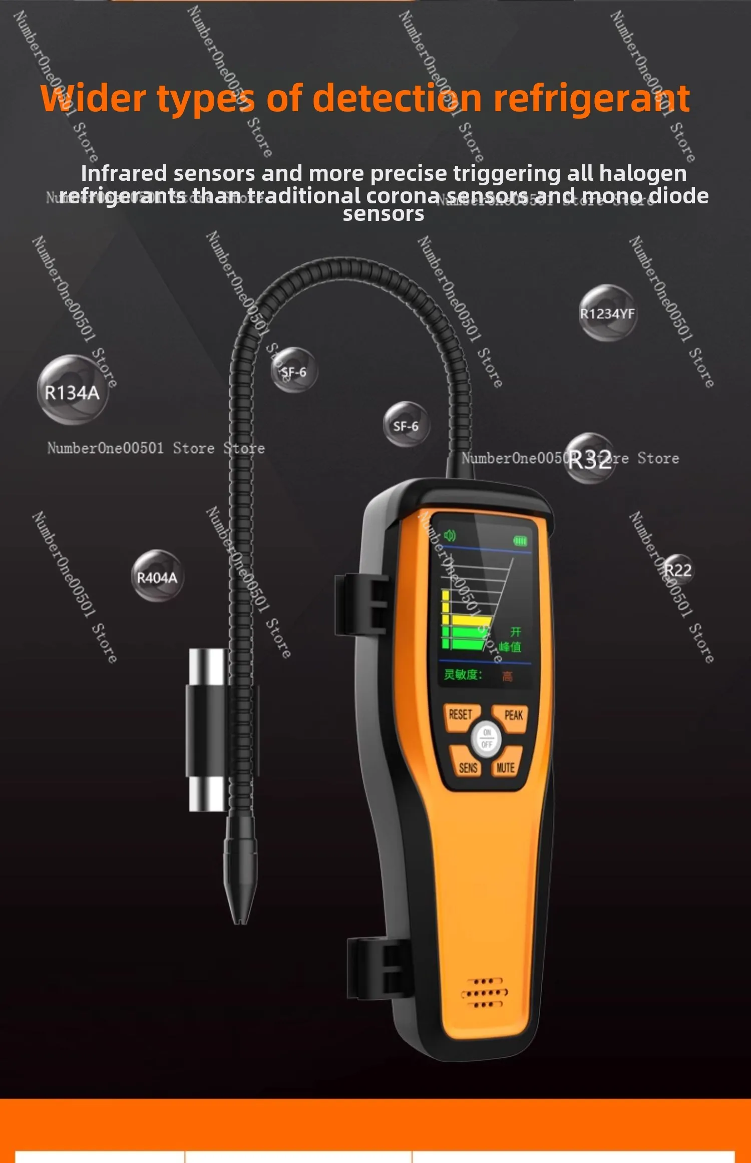 Sensitive Portable Rechargeable Refrigerant Gas Leak Detector Elitech ILD-200