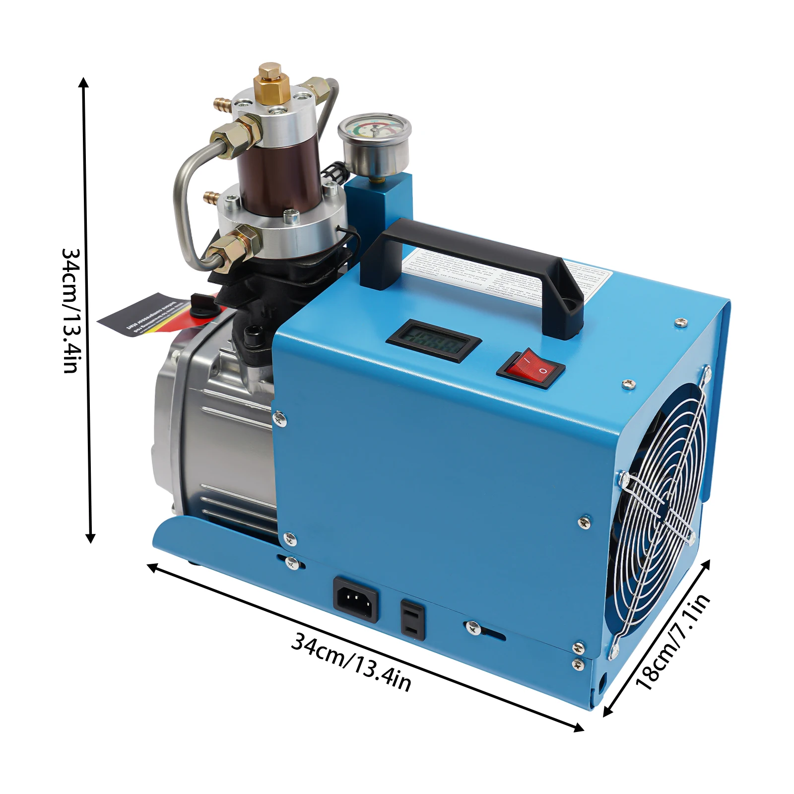 300Bar Hogedruk Luchtcompressor Pomp 220V 1.8KW Draagbare Elektrische Luchtpomp Set W/Olie-Waterafscheider + Manometer 2800 RPM - afbeelding 1