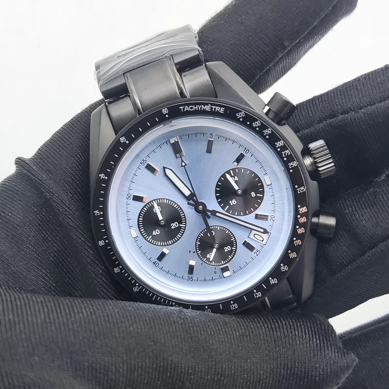 5 Colours 40mm Business Quartz Chronograph Black Case Six Hands VK63 Movement Waterproof Luminous Men's Watch Clock