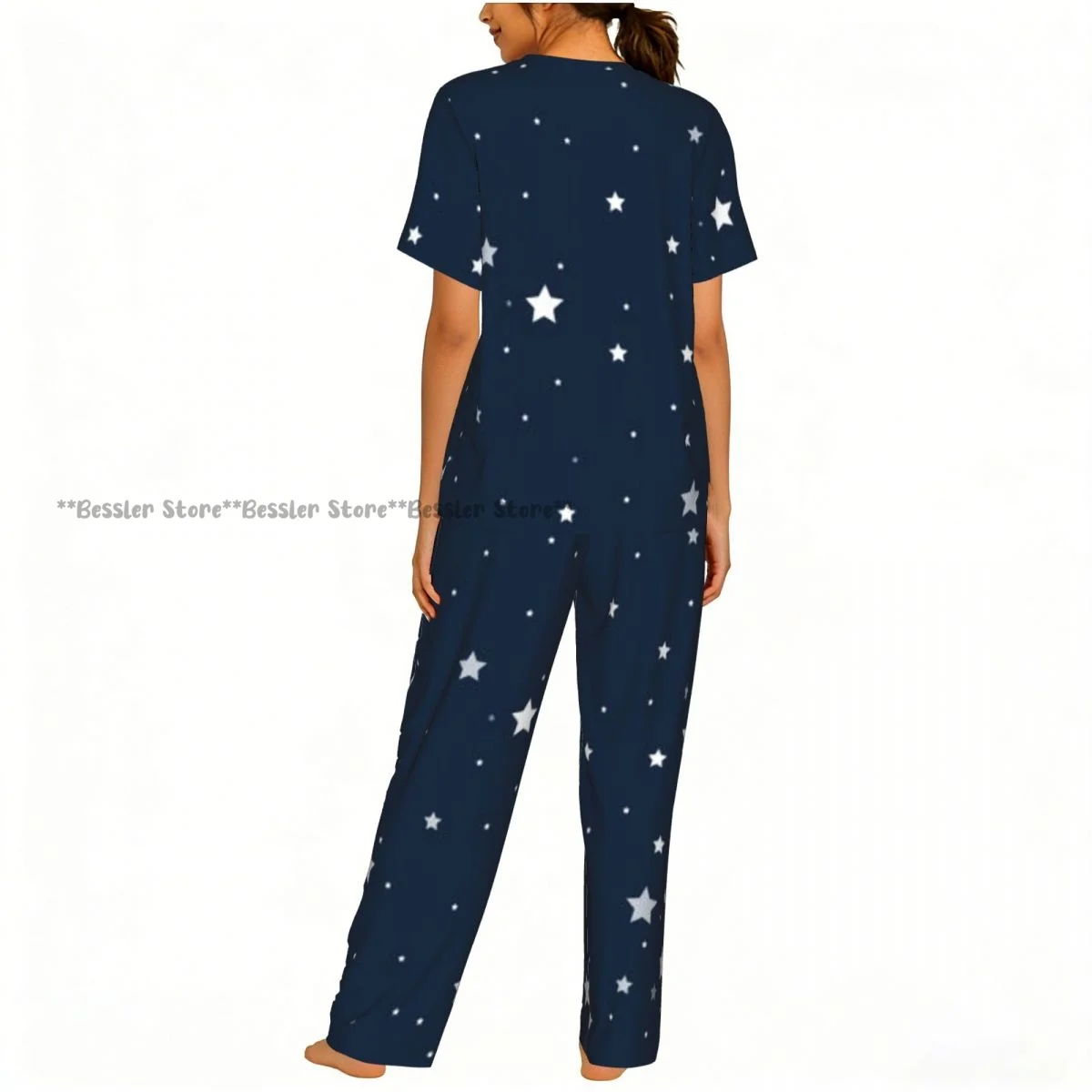 Women Pajama Sets Lounge Sleepwear Stars In The Night Sky Short Sleeve Nightwear 4
