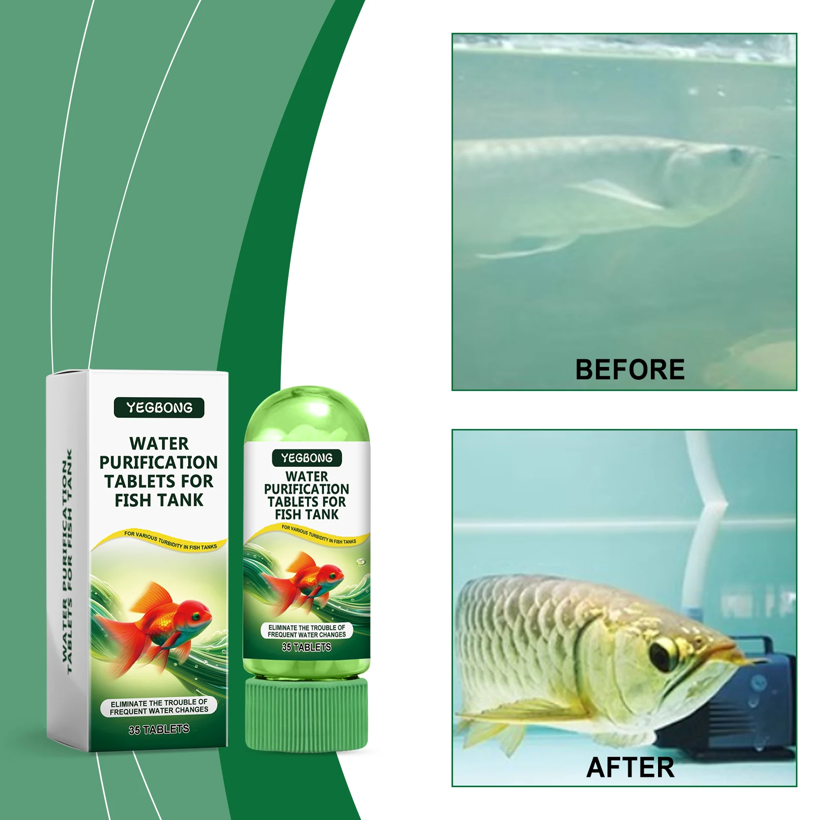 Fish tank water purification tablets Water quality special cleaning deodorization algae stains sludge clear fish tanks