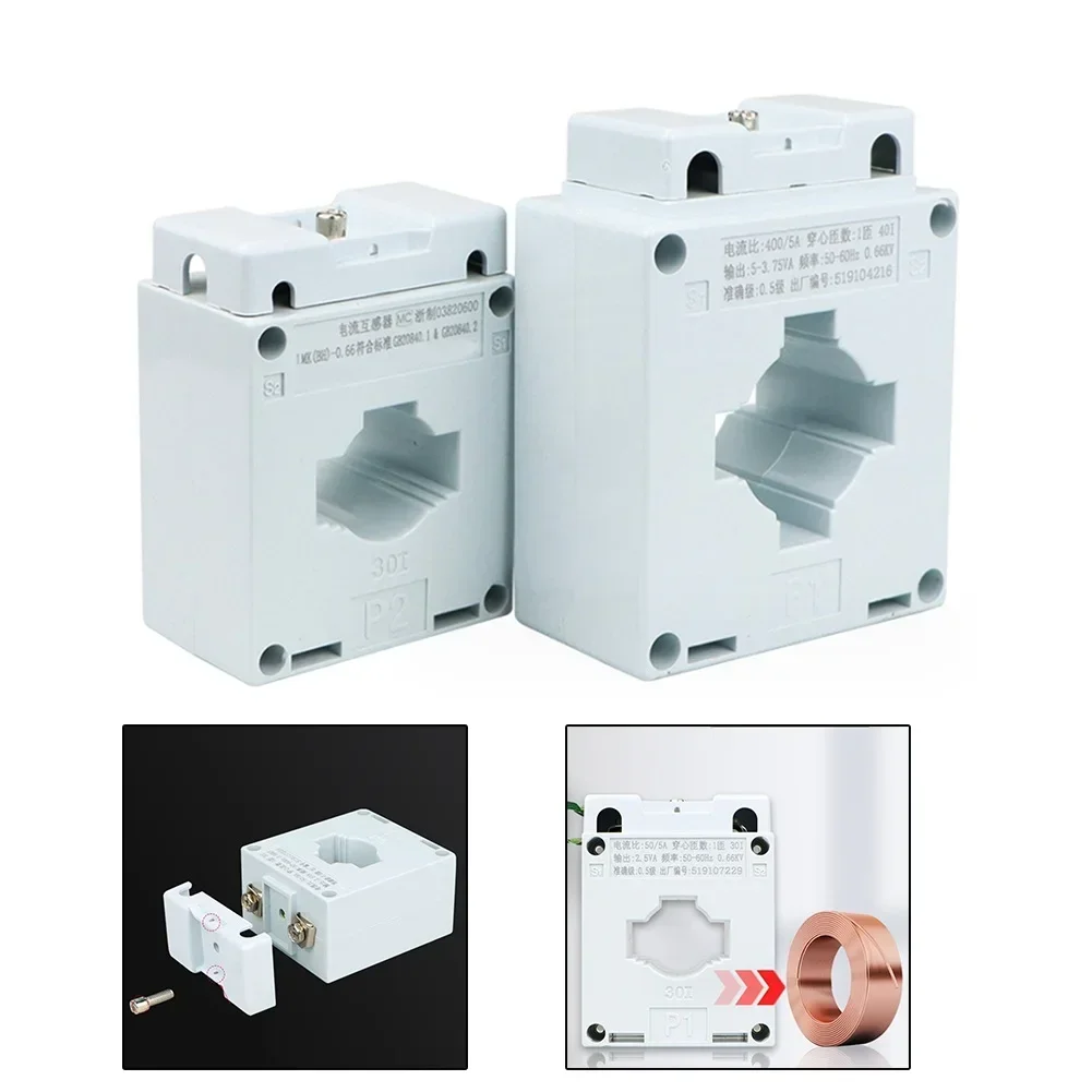 Imagem -03 - Transformador de Corrente 20 30 50 75 100 150 200 para Amperímetro ac Micro Split Core Sensor Braçadeira Corrente de Bobina de Cobre