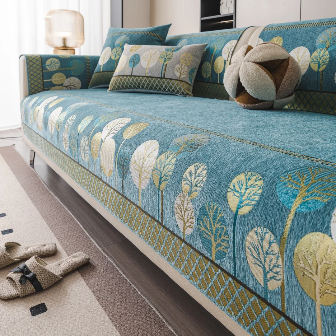 Boho Vollmond Baum Jacquard Chenille Sofabezug für Wohnzimmer Couch Sitzbezug Möbel Dekor Schutz Anti-Rutsch Sofa Handtuch – Detail 9