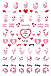 New Valentine's Day Nail Art Decoration Heart Hello Kitty Cartoon Nail Art Stickers Anime Pikachu Lilo and Stitch Nail Stickers