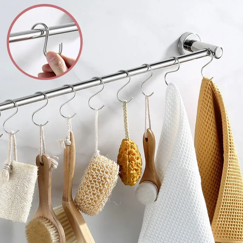 10Pcs S-Shape Hook Stainless Steel Clothes Bags Towels Plants Hanging Rack Multi-function Kitchen Bedroom Railing S Hanger Hook