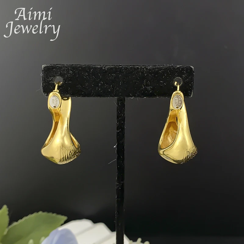 

Special Geometric Original Dubai Gold Plated Hoop Earrings for Women Copper Drop Earrings African Jewelry Set Party Wedding Gift