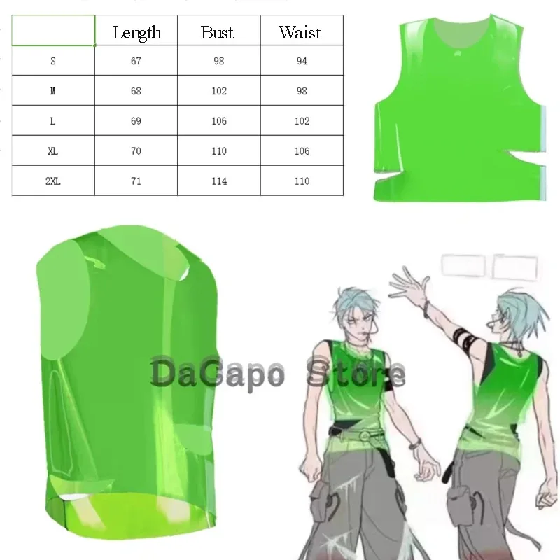 DY20Till Cosplay Alien Stage R7 Blink Gone chaleco verde traje peluca brazalete Prop collar decoración Unisex actuación Party25