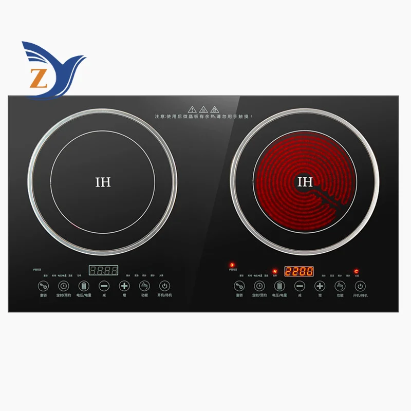 Dual Head Embedded Electric Ceramic Stove Stir Frying Induction Cooker Dual Desktop Dual Eye Commercial Hot pot  Multifunctional