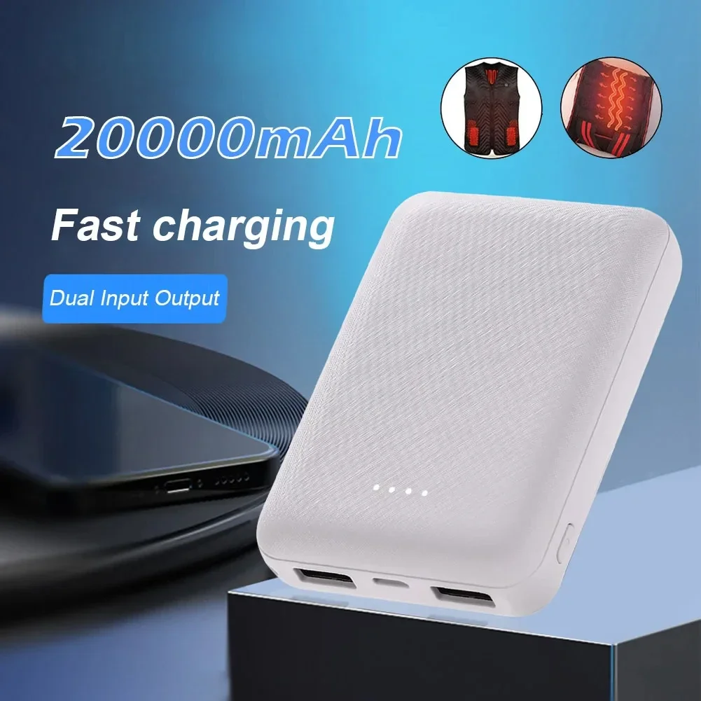 20000mAh แบบพกพา Mini Power Bank Charger USB Fast ชาร์จภายนอกแบตเตอรี่ Pack สําหรับเครื่องทําความร้อนเสื้อกั๊กผ้าพันคอถุงเท้าถุงมือ