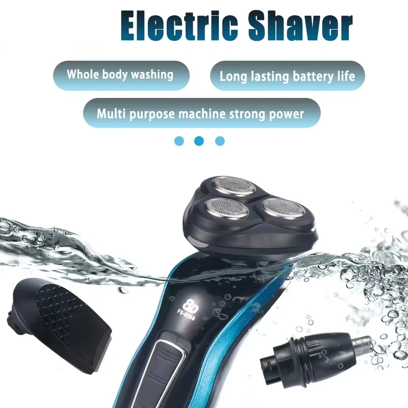 ماكينة حلاقة رجالية من Xiaomi 3 في 1 قابلة للغسل وغير مؤلمة رفيعة للغاية بثلاث شفرات رطبة وجافة لاسلكية قابلة لإعادة الشحن لشعر الأنف