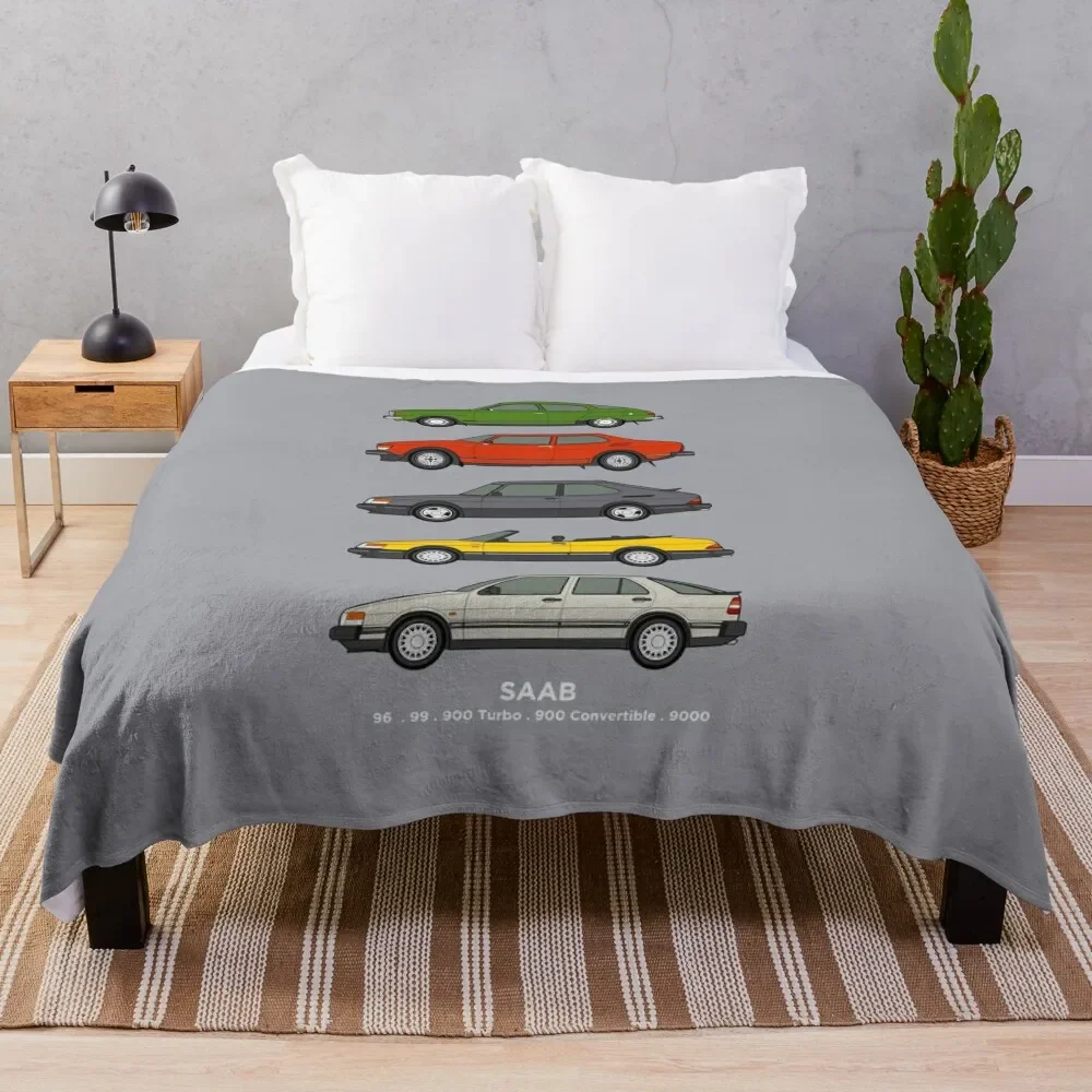 

Saab Classic Car Outline Illustration Throw Blanket halloween Thins Decorative Sofas Picnic Blankets