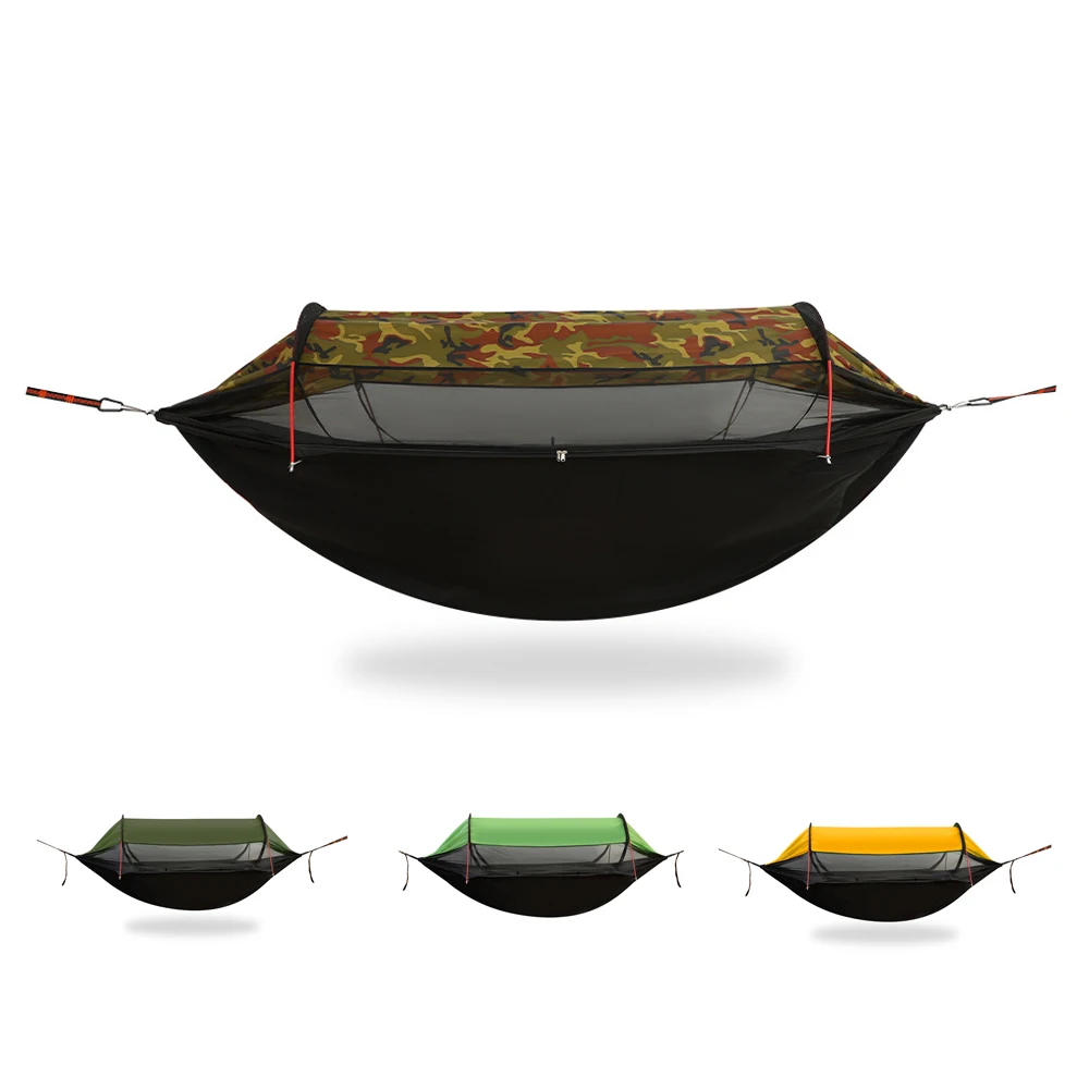 Portable Camping Double Hammocks With Mosquito Net Awning Outdoor Tourist Travel Sleeping Hanging Hammock Swing For Nature Hike