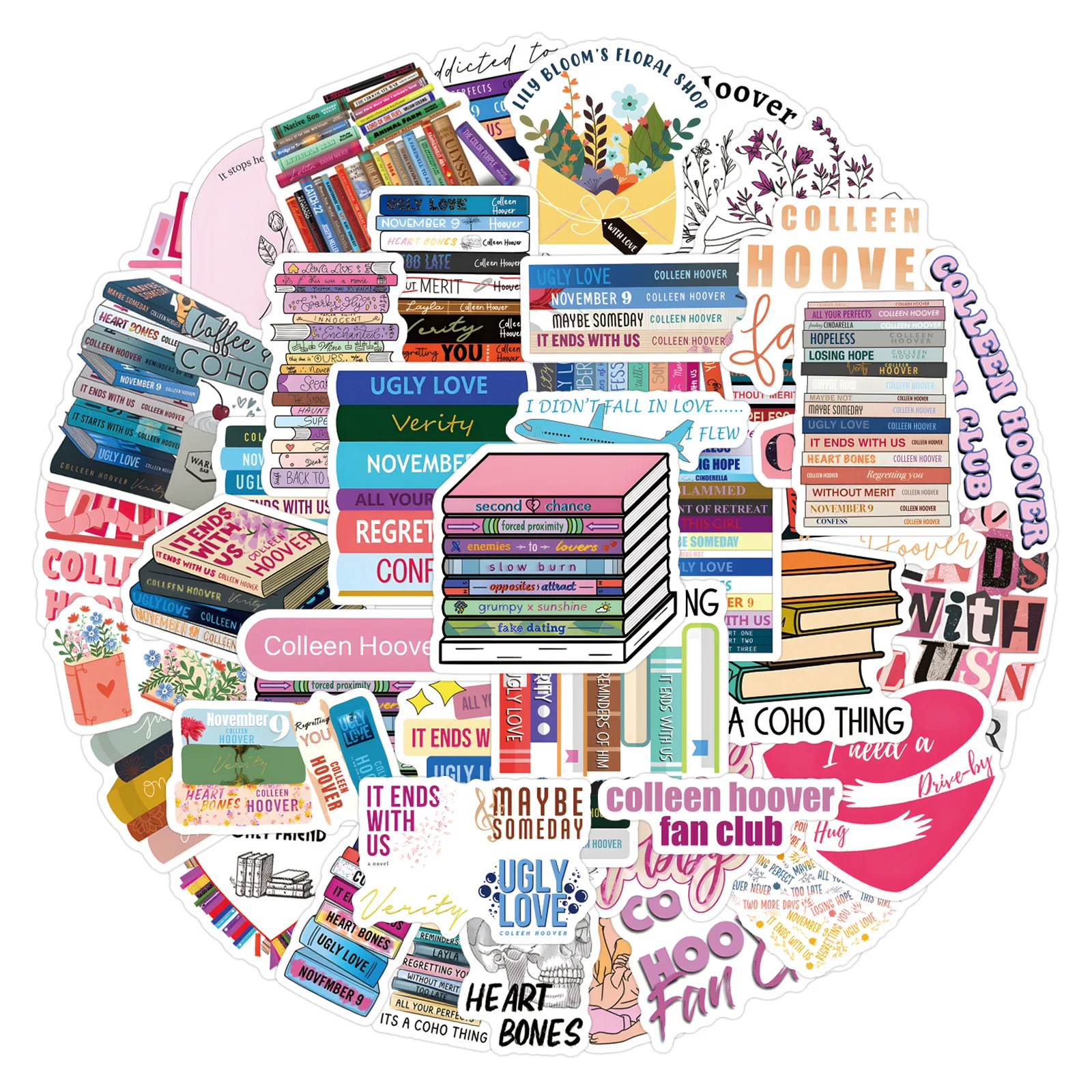ملصقات Colleen hoover لسكرابوكينغ ، ملصقات مقاومة للماء للهاتف ، الأمتعة ، لوح التزلج ، diy ، 60 من ، من #2