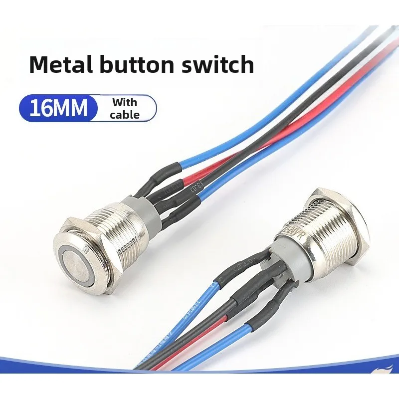 16mm Round Metal Button Switch, Waterproof Self-locking Self-reset LED Light Push Button Switch