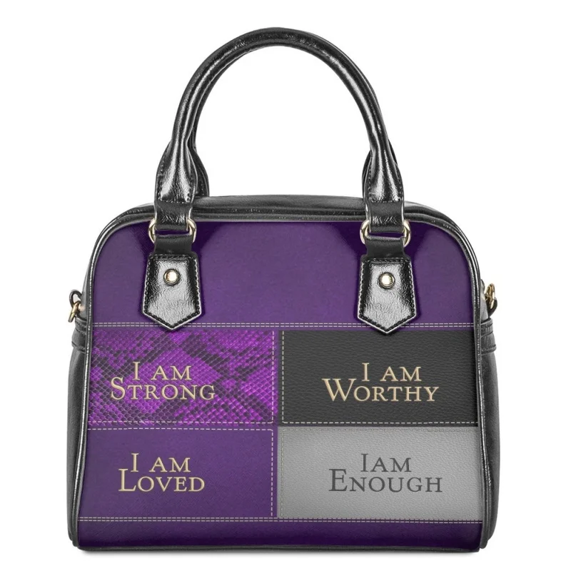 

I Am Strong I Am Worthy I Am Loved I Am Enough Messenger Bags Laides PU Shoulder Female Bolsos De Mujer Dropshipping Wholesale