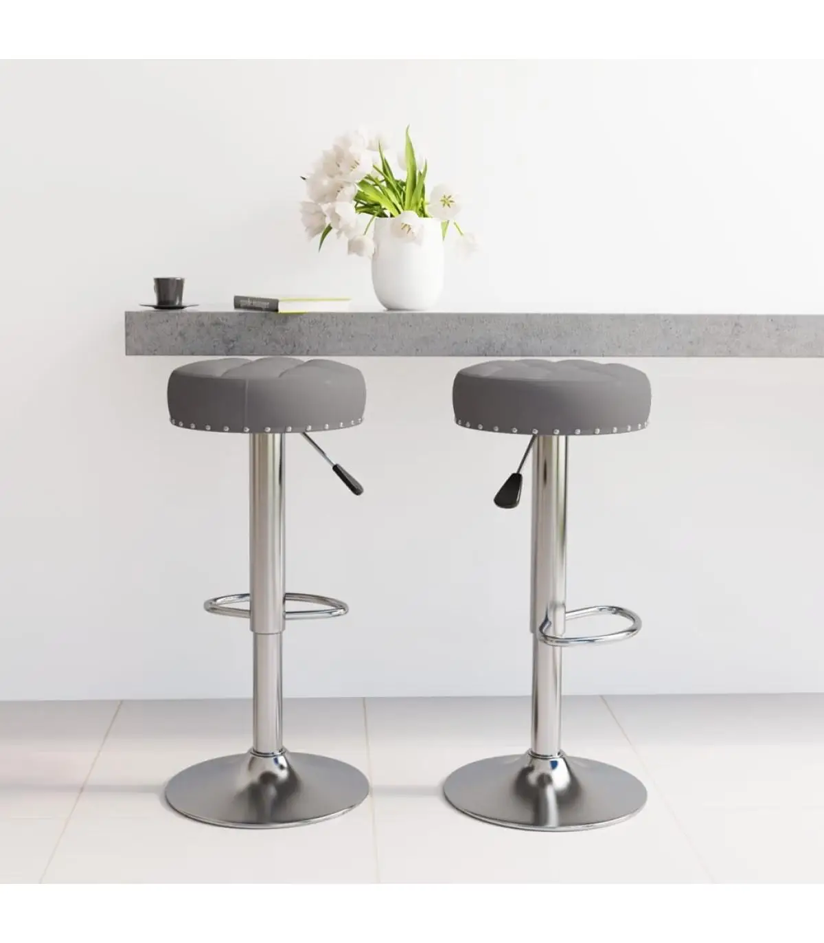 Kitchen stools kitchen stools 2 units dark gray fabric