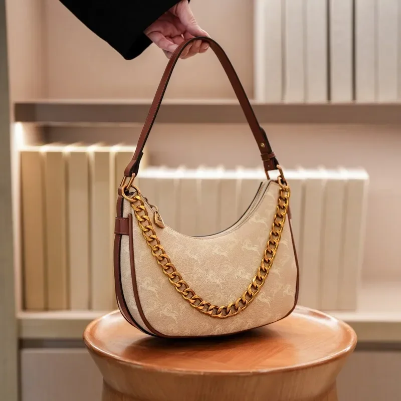 

2025 Women's Vintage Crescent Bag - Floral Print Chain Shoulder & Crossbody Phone Purse for Daily Fashion & Outings