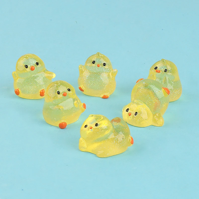 2Pcs Cute Cartoon Mini Chicken DIY Home Decoration Kawaii Miniatures Figurines Small Ornament Accessories Crafts Kids Gifts