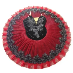 Children Ballet Skirt Red Black Little Swan Dance Skirt Swan Lake Professional Ballet TUTU Performance Dress Fluffy Skirt