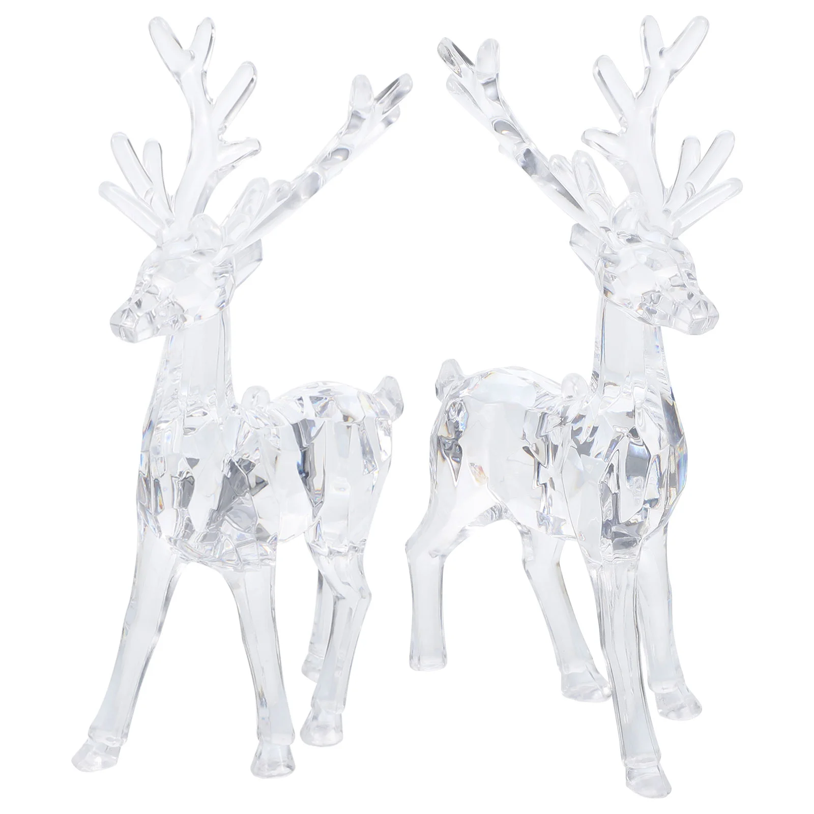 2 Pcs Christmas Elk Home Decor Living Room Ornament Number Gifts Adornment Acrylic Miniature