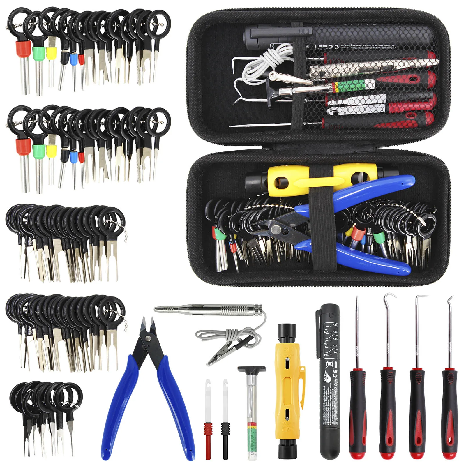 

Terminal Removal Tool Kit Terminal Ejector Kit Depinning Key Tool Wire Connector Pin Release Extractor Tool With Pick Hook Set