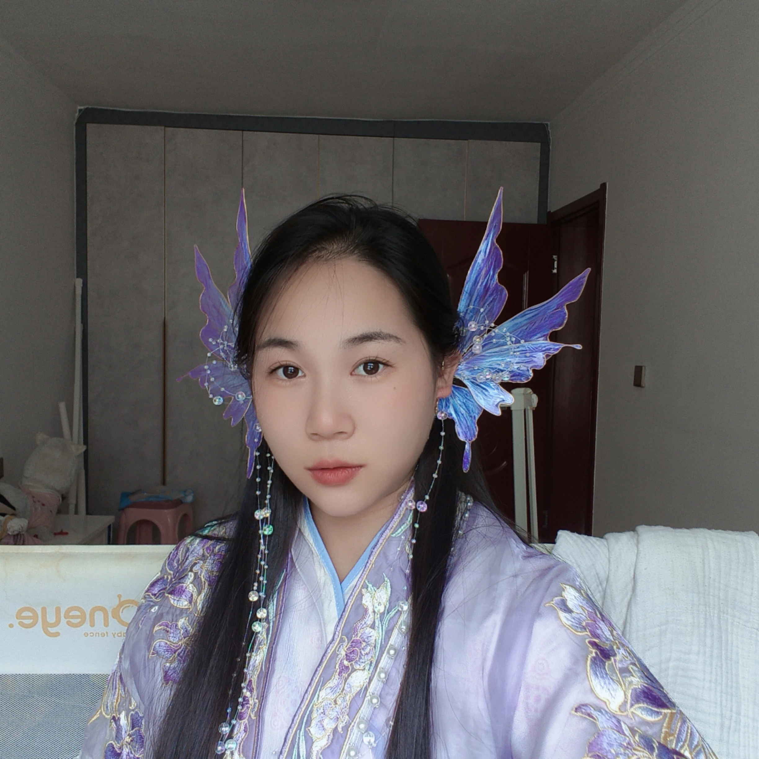 2025 Elfผีเสื้อหูมงกุฎผมMermaid Headdress Hanfuปลาทูหูปลาผมมงกุฎอุปกรณ์เสริมดอกไม้ทําLiquid