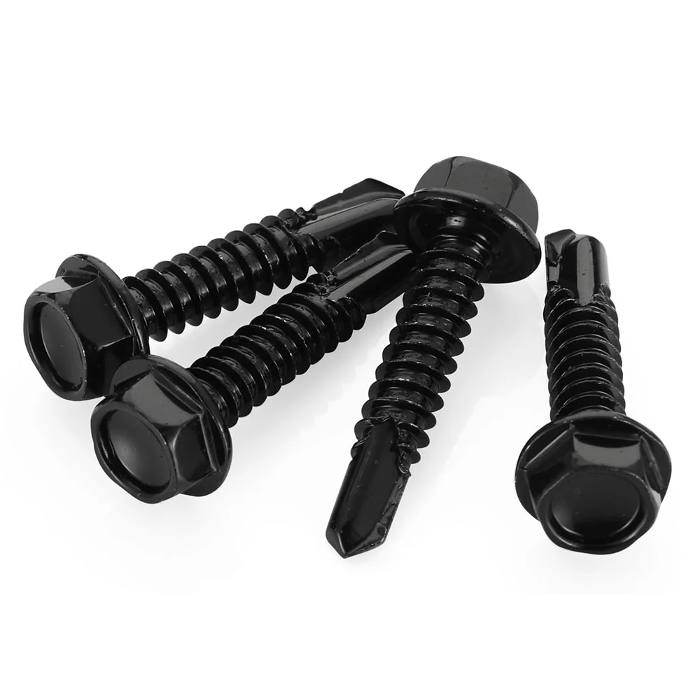 Hex Washer Head Self Drilling Screws Black Zinc 410 Stainless Steel M4.2 M4.8 M5.5 M6.3 8# 10# 12# 14# Sheet Metal Tapping Screw