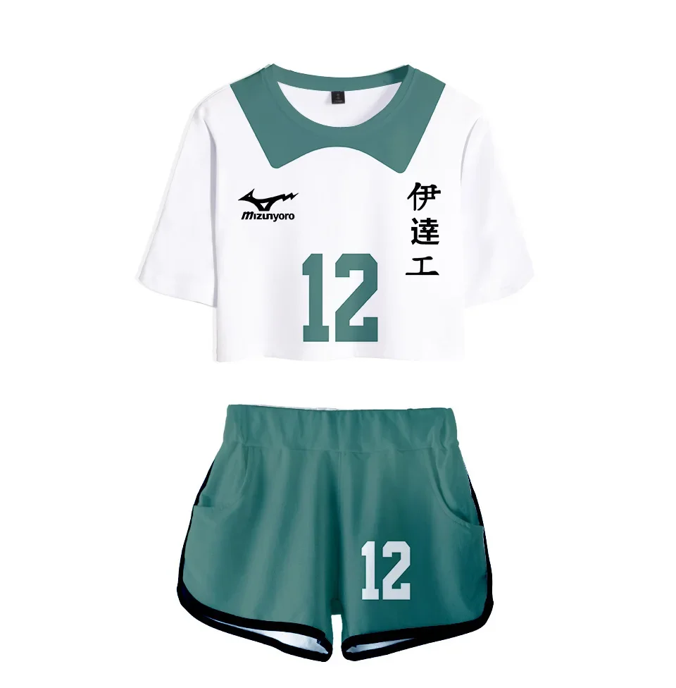 Japan Anime Haikyuu Cosplay Costume Summer Men Women High School Volleyball Club Tshirt + Shorts Sport Suit