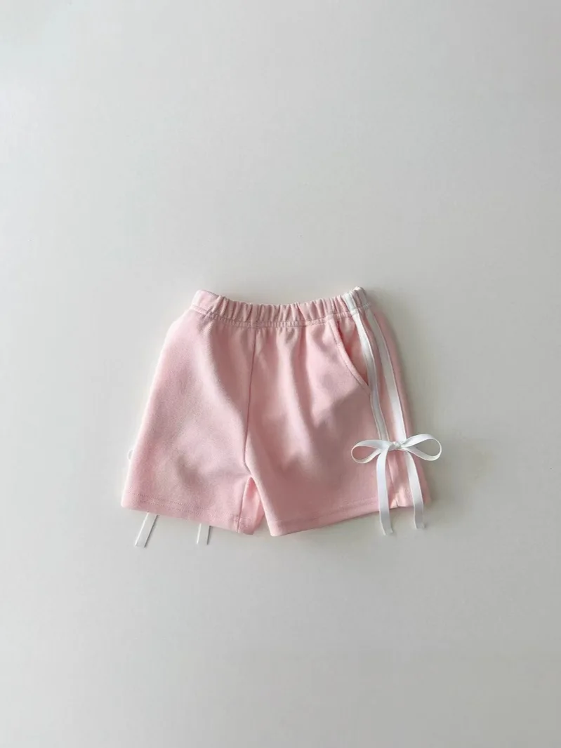 2025 Spring Summer New Baby Girl Candy Color Bow Shorts Toddler Cute Sweet Shorts Kids Girls Casual Pants Children Clothes