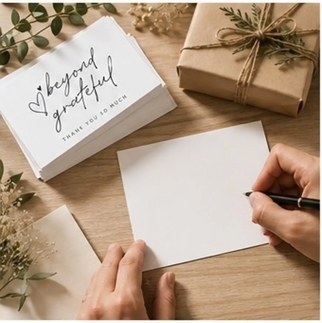 200Pcs White Thank You Cards Thick Paper Writable Back Elegant Packaging for Bridesmaid Wedding Business Holiday Gratitude Notes