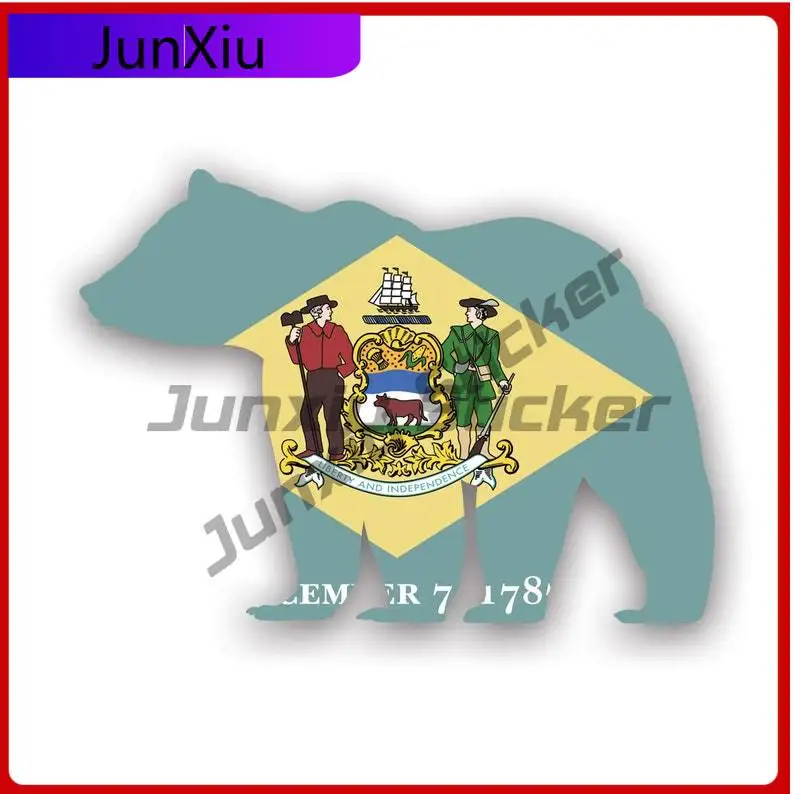 

Delaware Bear Flag Sticker Uv Protected Outdoors Explore Camping Hiking Overlanding Rv De Car Sticker Vinyl Decal Waterproof