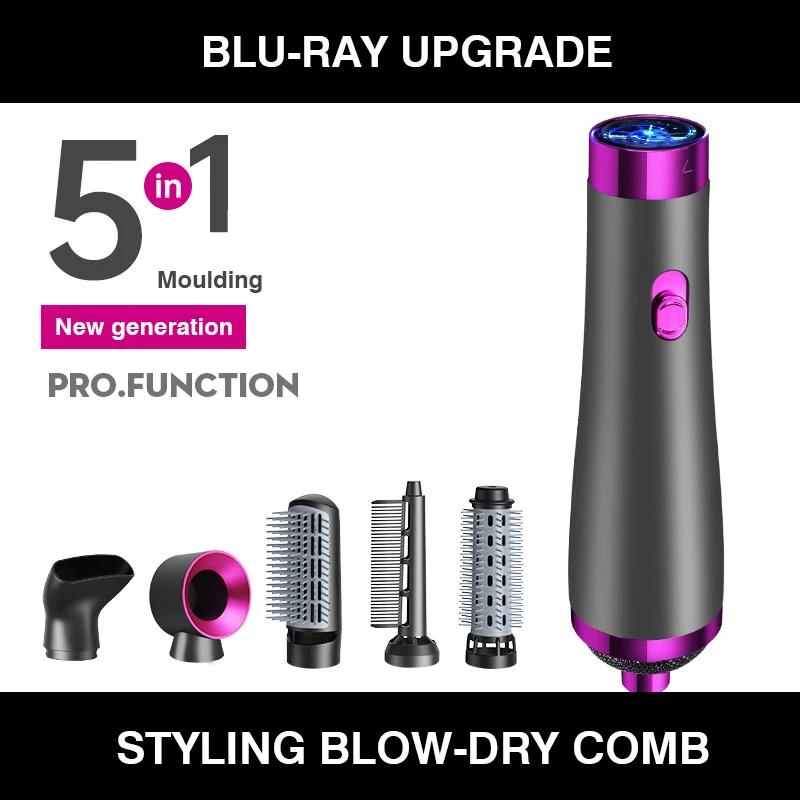 5 In 1 Hair Dryer Hot Air Brush Professinal Leafless Negative Ion Hair Straightener Blow Dryer Automatic Hair Curling Iron