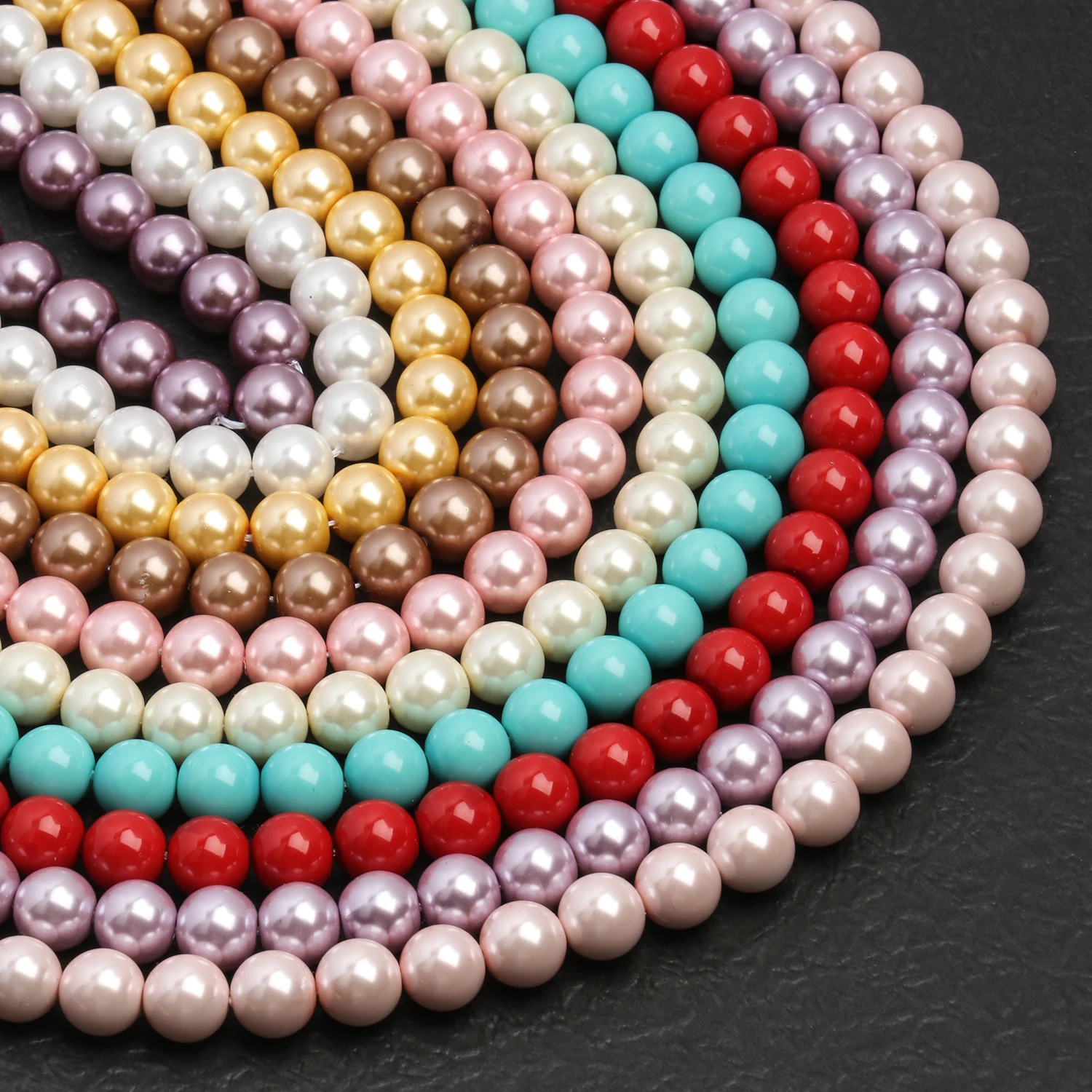 4/6/8/10MM Multicolour Glass Color Round Imitation Pearls Beads For Diy Jewelry Earrings Handmade Bracelet Accessories